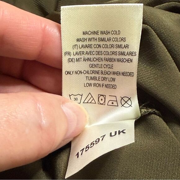 Nina Leonard Dark Olive Artsy Lagenlook Stretch Asymmetrical Hem Dress Sz 2XP - Picture 9 of 10